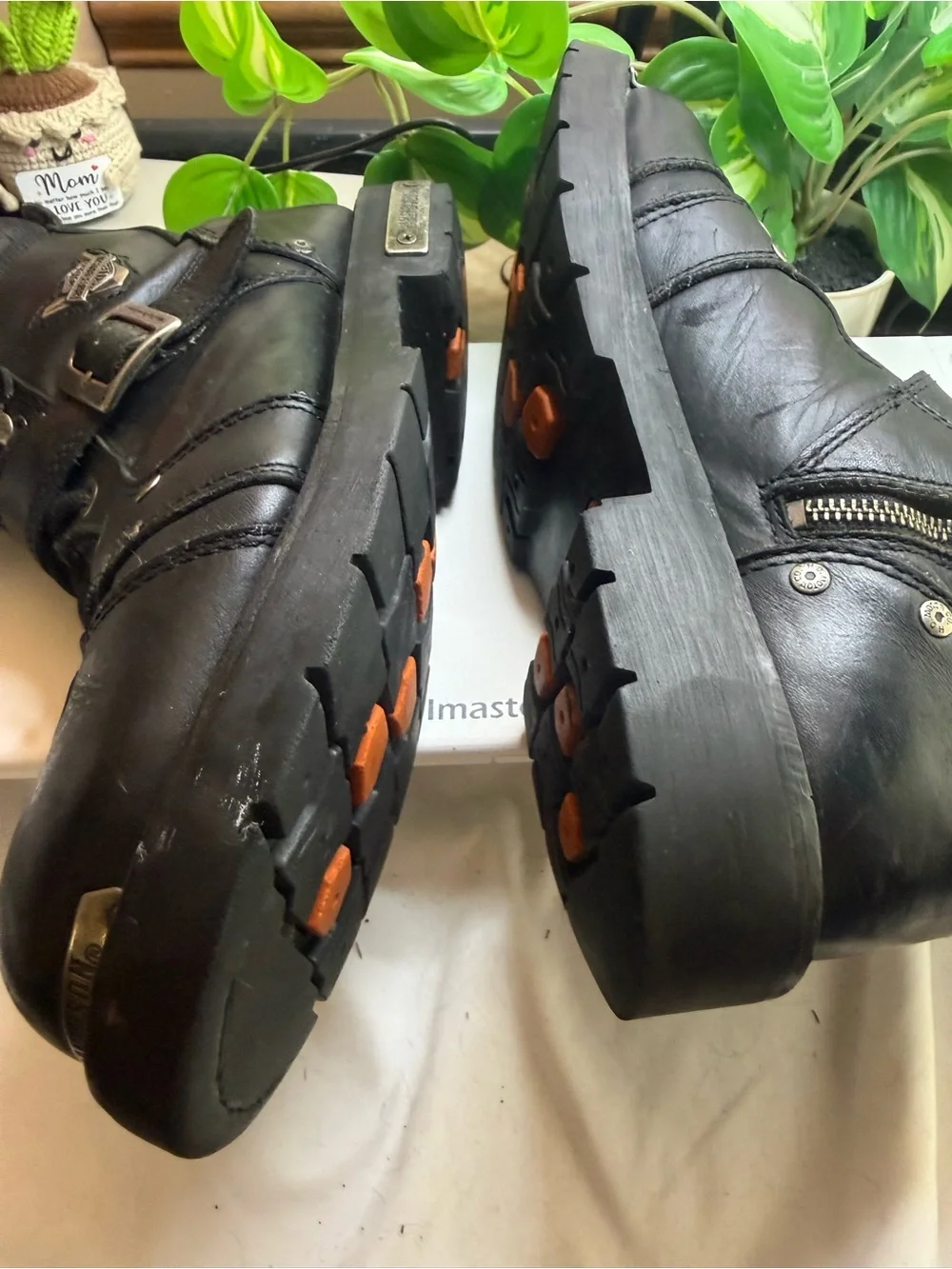 Harley-Davidson Black Leather Lace-Up & Buckle Boots